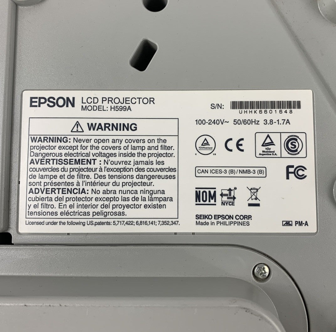 Epson BrightLink 595Wi H599A LCD Lamp Projector 3085 Lamp Hours - No Remote7