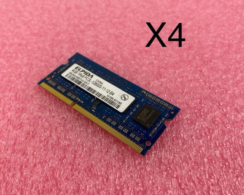 Elpida 4GB DDR3L PC3L-12800S Laptop Memory Ram EBJ40UG8EFU0-GN-F - Lot of 4