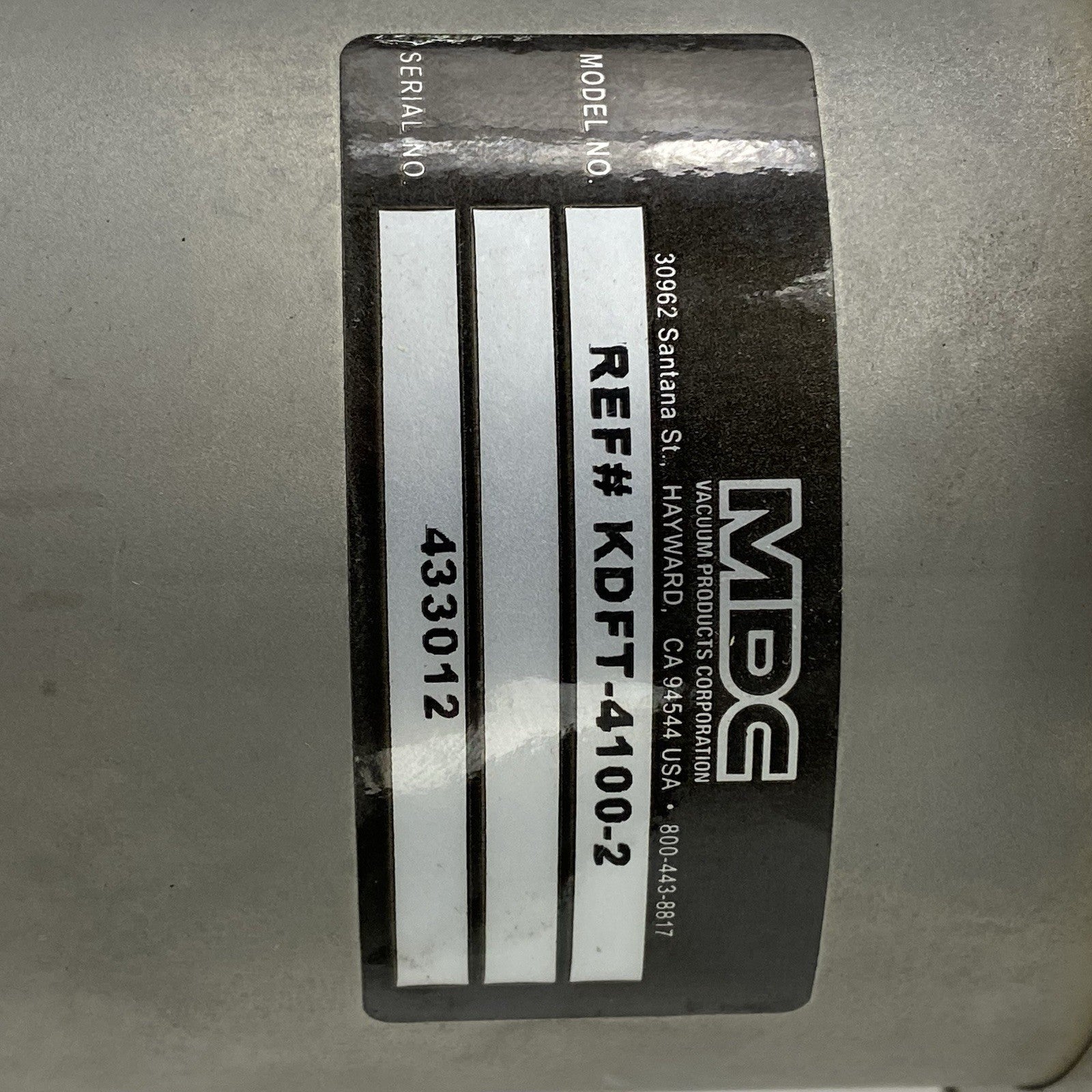 MDC REF# KDFT-4100-2 Vacuum Pump Exhaust Trap
