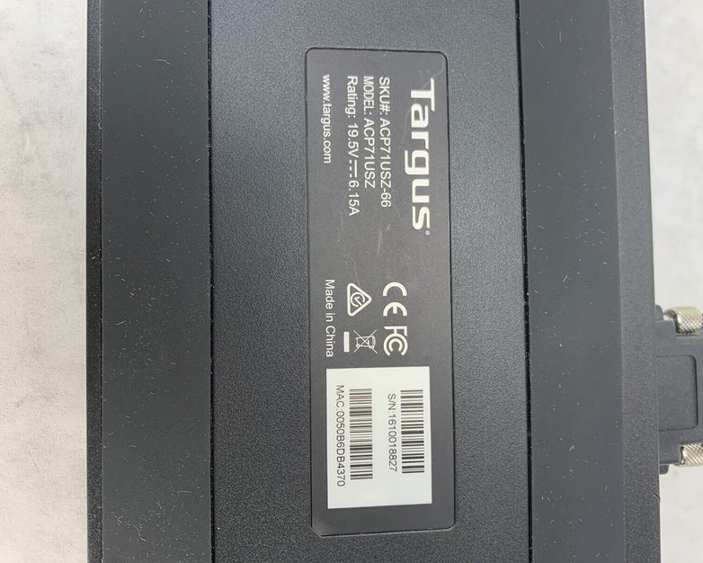 Targus ACP71USZ-66 ACP71USZ-66 Universal USB 3 Dock Station  No Power Cord