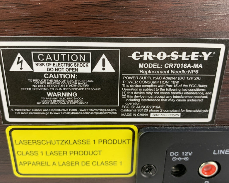 Crosley Radio Rhapsody CR7016A-MA 7-in-1 Record Player - No AC Adapter
