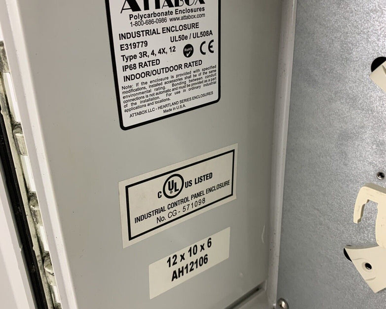 AttaBox AH12106 Oberon 1026 Polycarbonate Control Panel Enclosure 12"x 10"x6"
