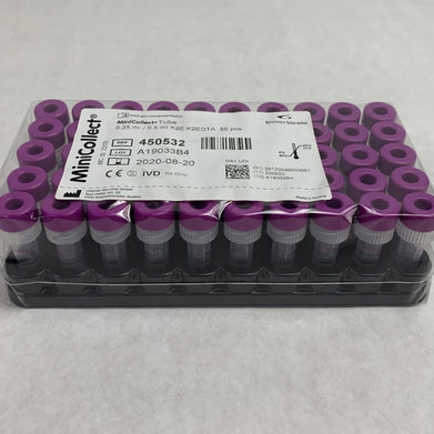 MiniCollect 450532 0.25ml / 0.5ml K2E K2EDTA 50pcs Tubes - Empty