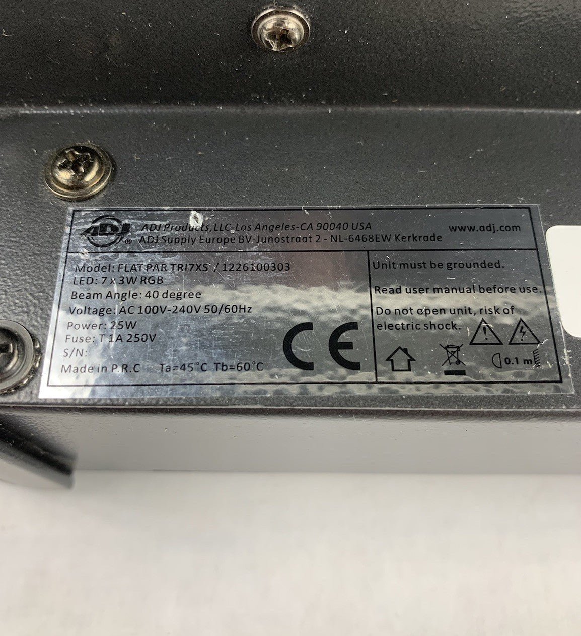 ADJ FLAT PAR TRI7XS Lamp - Parts or Repair Bad Buttons