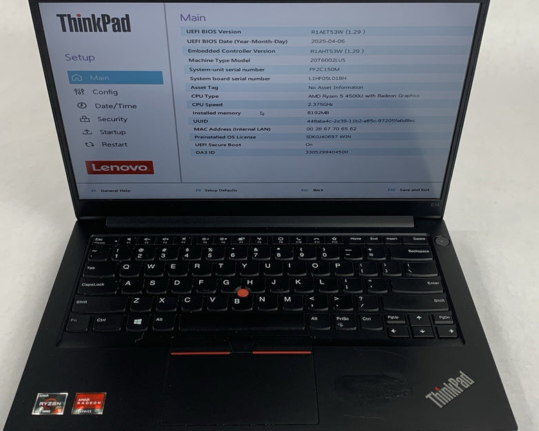 Lenovo ThinkPad E14 Gen 2 Ryzen 5 4500U 2.375 GHz 8 GB Ram No OS/SSD/AC/Dent Top