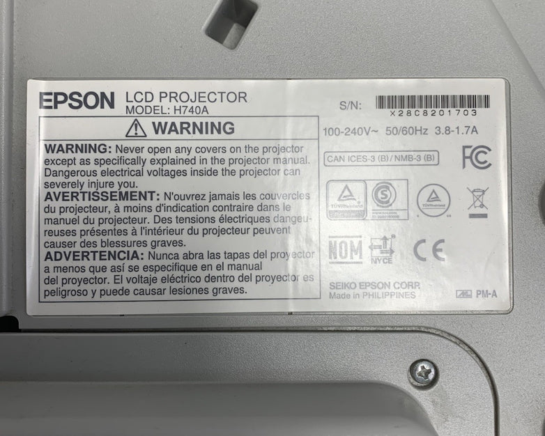 Epson PowerLite 695Wi H740A LCD Lamp Projector 1046 Lamp Hours - No Remote