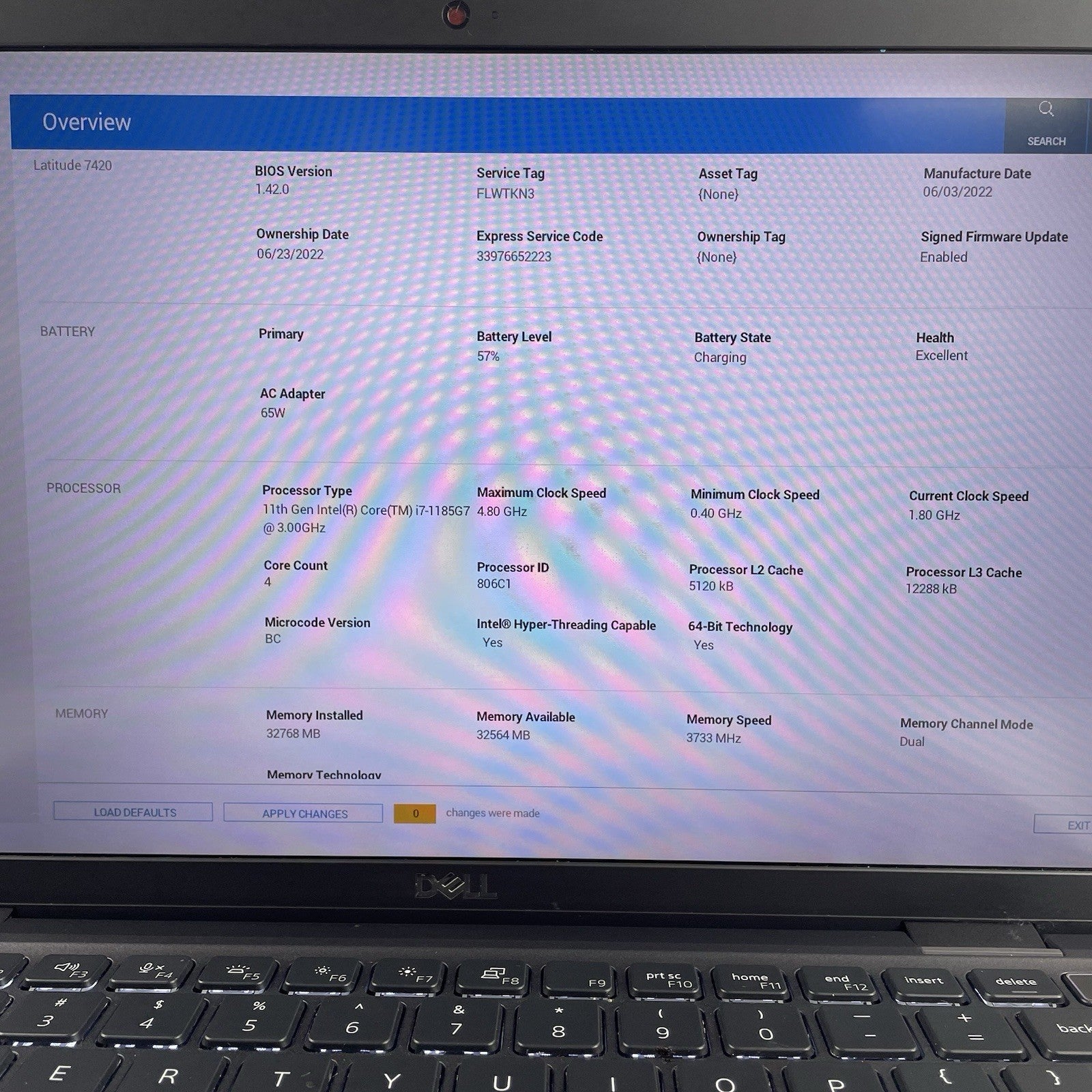 Dell Latitude 7420 14" i7-1185G7 3.00 GHz 32 GB RAM No SSD/OS/AC - READ4