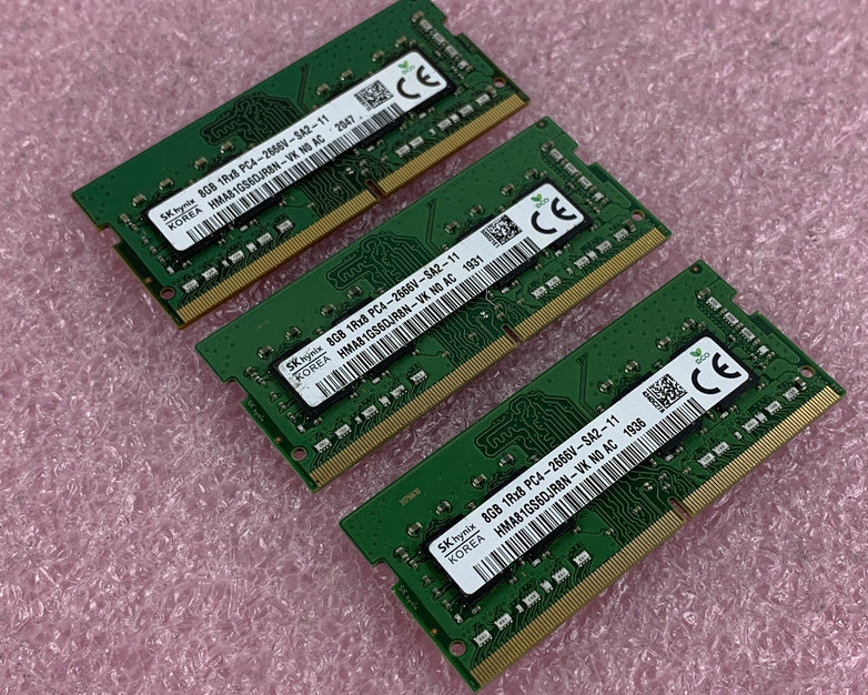 SK Hynix HMA81GS6CJR8N-VK 8 GB PC4-2666V DDR4 Laptop Memory RAM Lot of 3