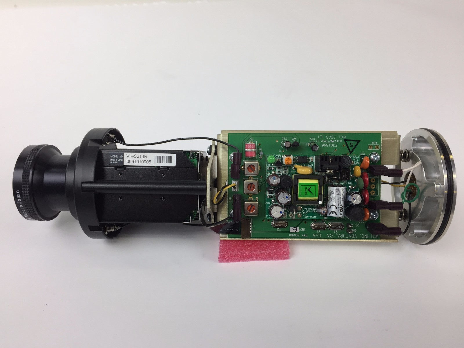 Hitachi VK-S214R Surveillance Camera with WTI-WL6 Lens and 110V AC Power Board