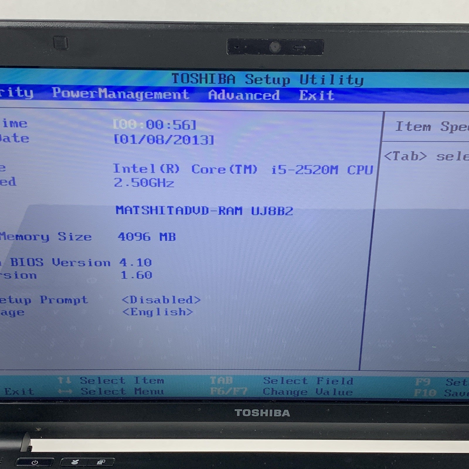 Toshiba Tecra R850-S8522 15.6" i5-2520M 2.5GHz 4GB Ram No OS No HDD No AC No Bat