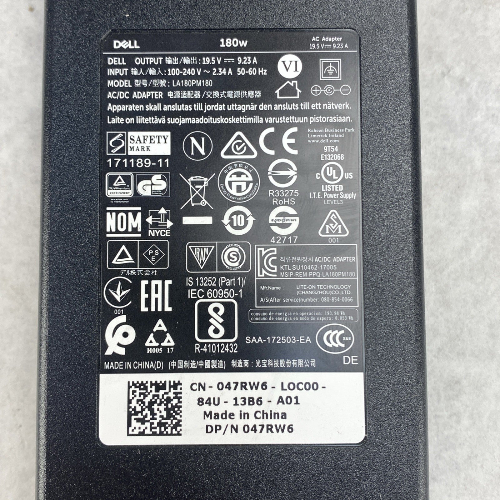 Lot of 4. Dell 180 W HA180PM180 AC Adapter3