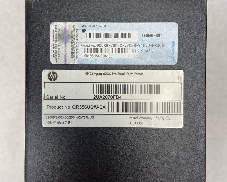 HP Compaq 6200 Pro SFF Intel Core i5-2400 3.1GHz 8GB RAM No HDD No OS