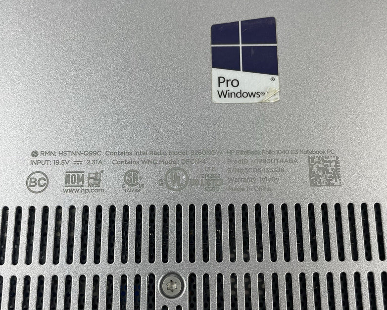 HP EliteBook Folio 1040 G3 14" i5-6200U 2.30 GHz 8 GB RAM No SSD/OS/AC/Wireless