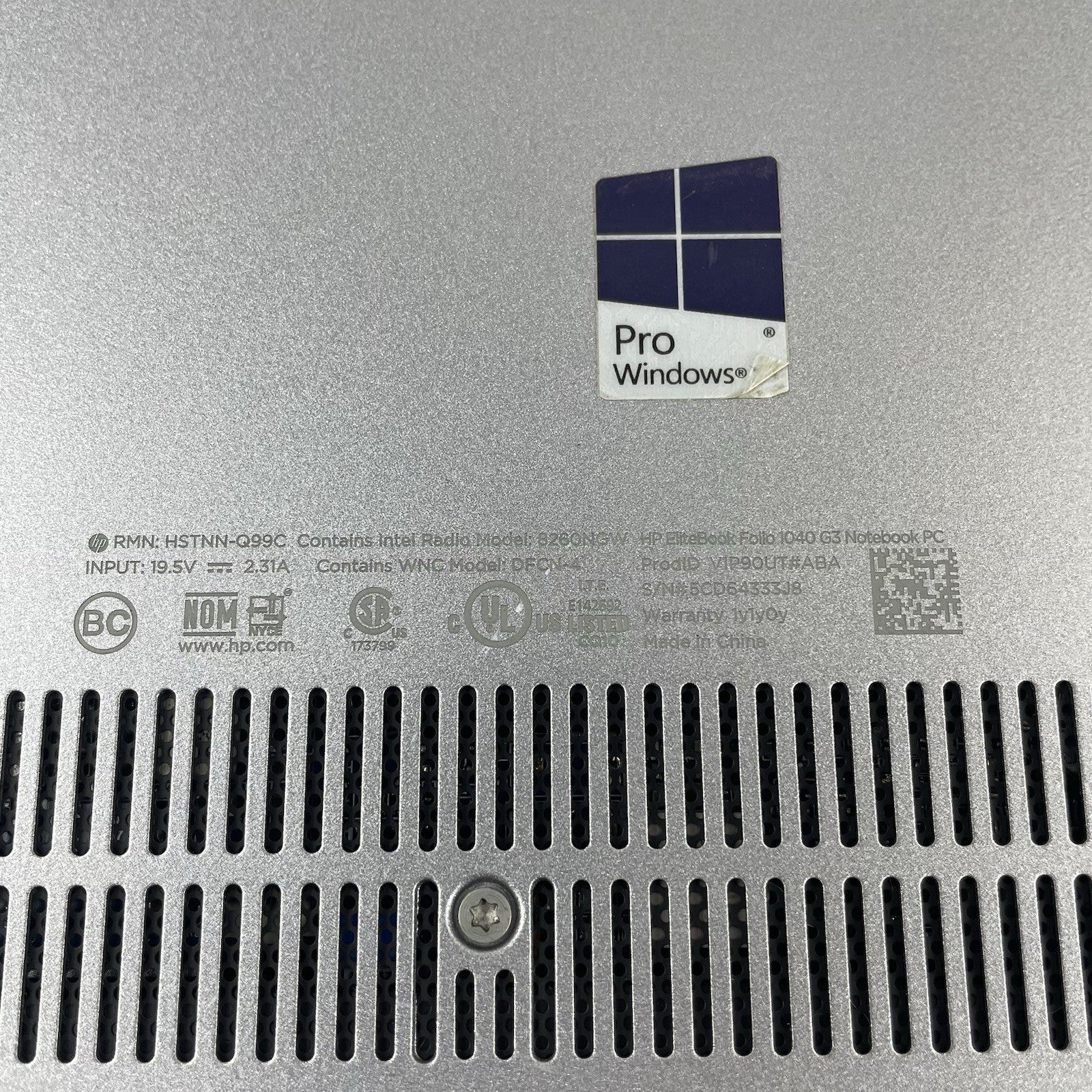HP EliteBook Folio 1040 G3 14" i5-6200U 2.30 GHz 8 GB RAM No SSD/OS/AC/Wireless14