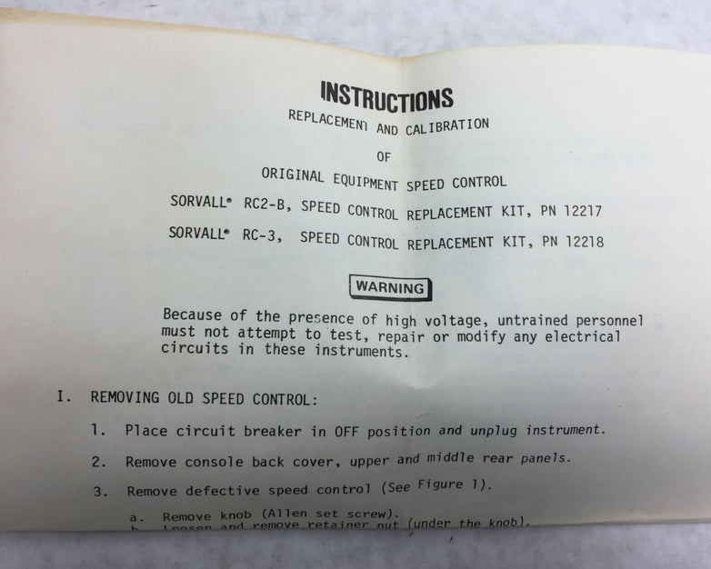 DuPont Instruments RC-3 Speed Control 21798