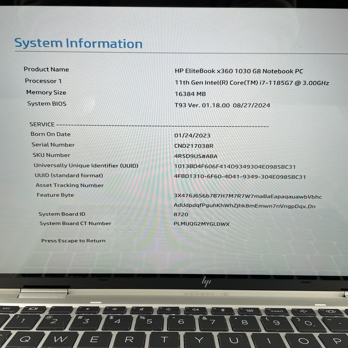 HP EliteBook x360 1030 G8 13.3" i7-1185G7 3GHz 16GB RAM No SSD/OS/AC/Batt-READ3