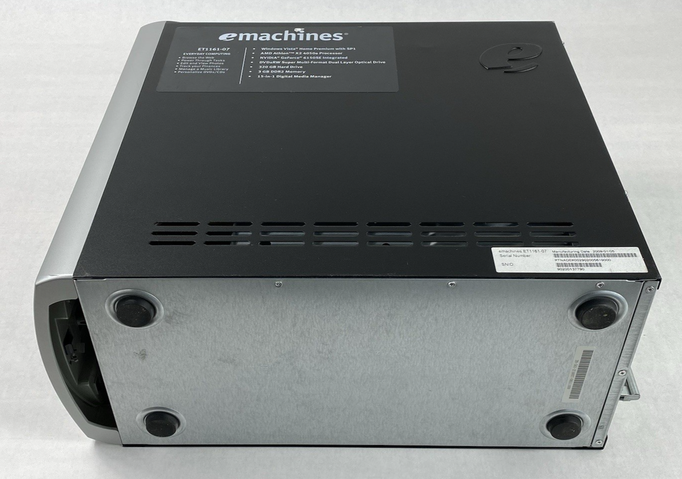 E-Machines ET1161-07 MT AMD Athlon Dual-Core 4050E 2.10GHz 3GB RAM No HDD No OS