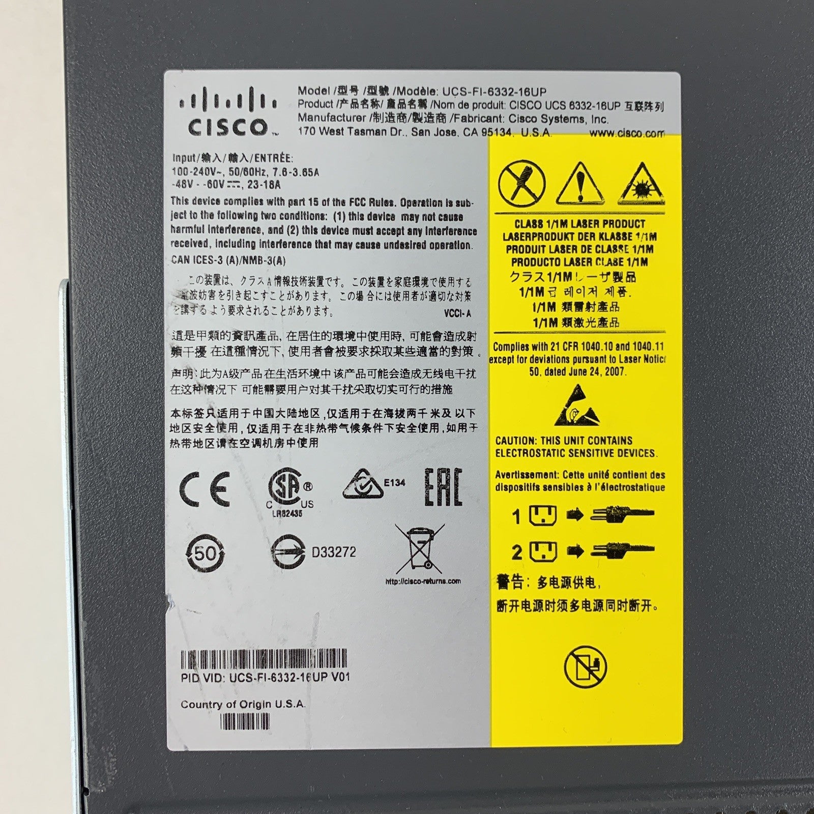 Cisco UCS-FI-6332-16UP Fabric Interconnect Tested Reset