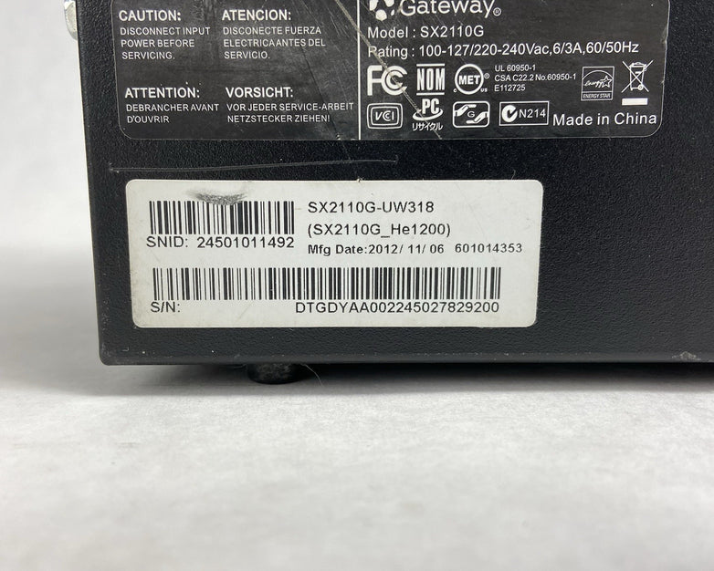 Gateway SX2110G SFF AMD E1-1200 1.4GHz 4GB RAM No HDD No OS