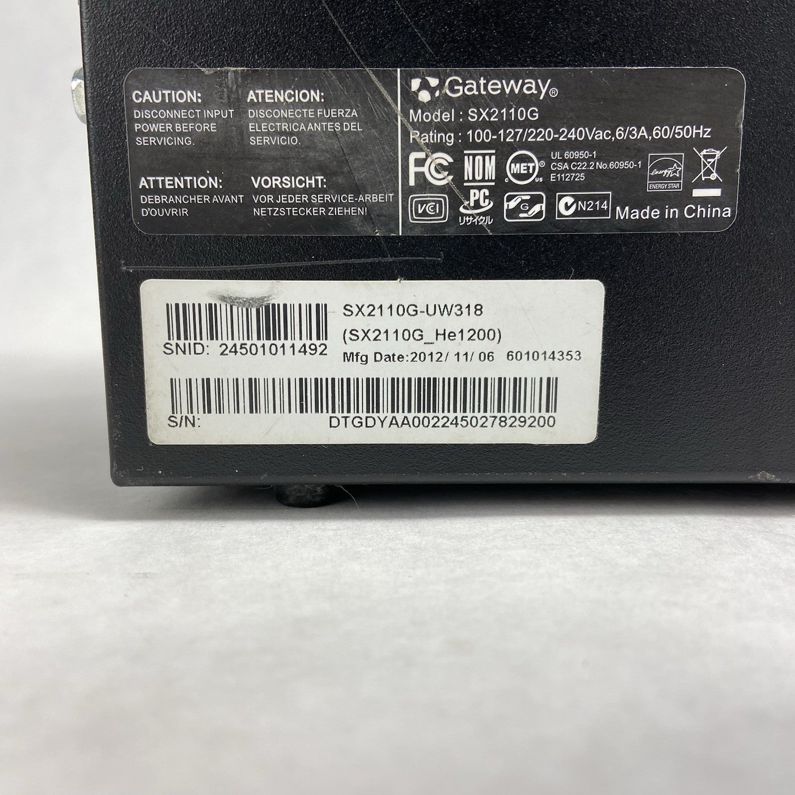 Gateway SX2110G SFF AMD E1-1200 1.4GHz 4GB RAM No HDD No OS4