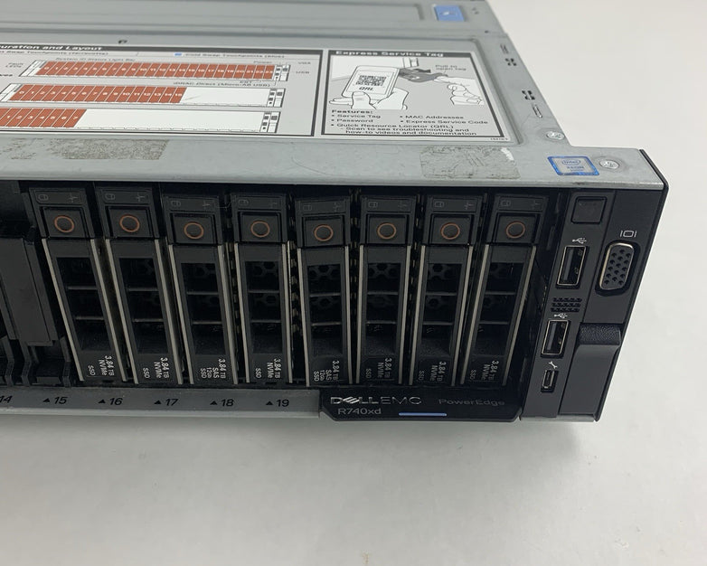 Dell Poweredge R740xd Barebones Server Chassis 2.5" 24 Bay 15x Caddies 3x Risers