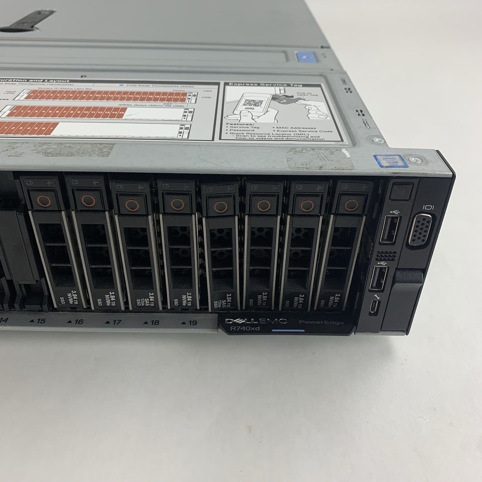Dell Poweredge R740xd Barebones Server Chassis 2.5" 24 Bay 15x Caddies 3x Risers2