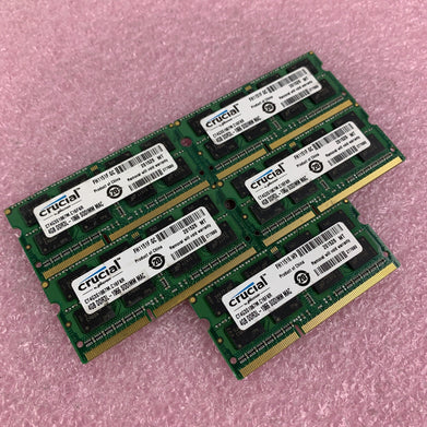 Crucial CT4G3S1067M.C16FKR 4 GB DDR3-1066 PC3-8500S 2Rx8 Laptop Lot of 5x