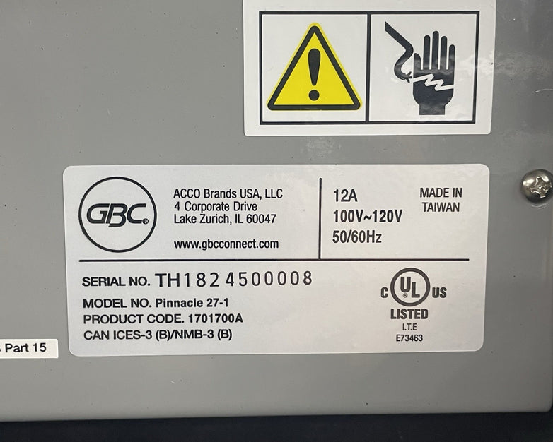 GBC Pinnacle 27 EZLoad Thermal Roll Laminator, 27" Maximum Width, 8-10 No Tray