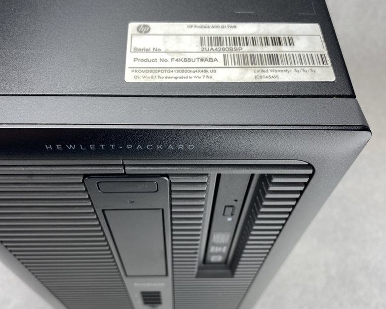 HP ProDesk 600 G1 TWR Intel Core i3-4130 3.40GHz GPU 8GB RAM DVDRW No HDD OS