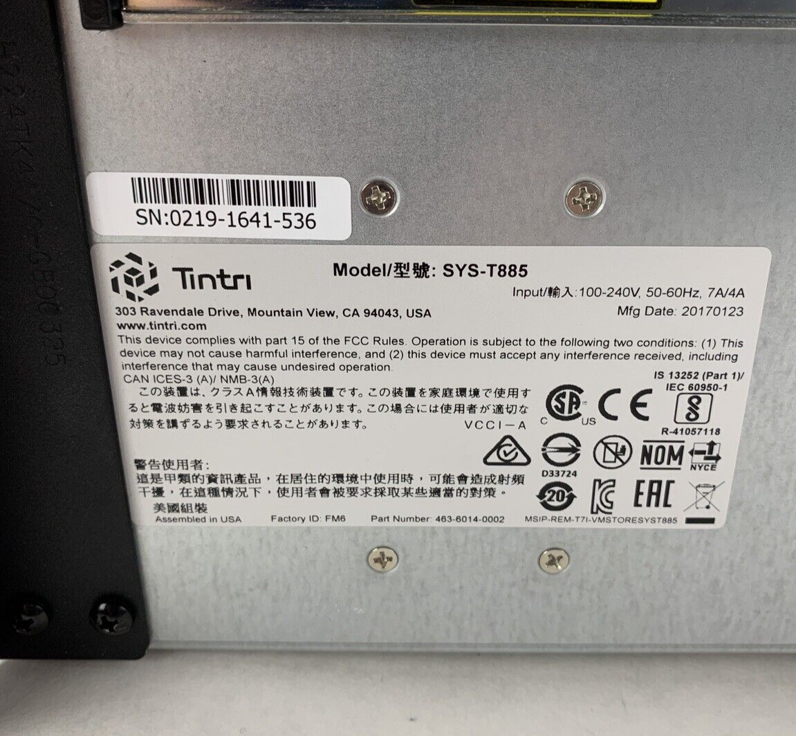 Tintri SYS-T885 24x HDD Dual Controller Blade 2x E5-2680V2 2.8 128 GB No HDD/OS