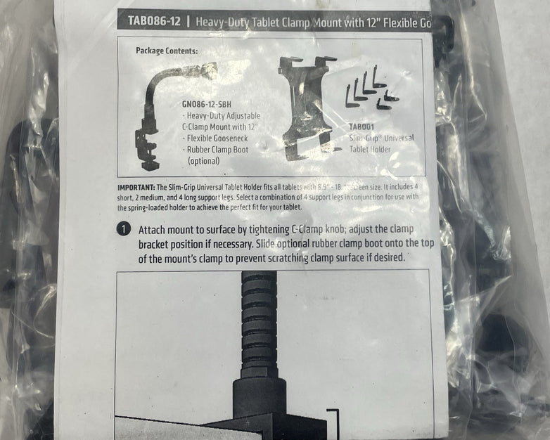 ARKON TAB086-12 Tablet Clamp Mount 12 -in Neck for iPad Pro Air Galaxy Note 10.1