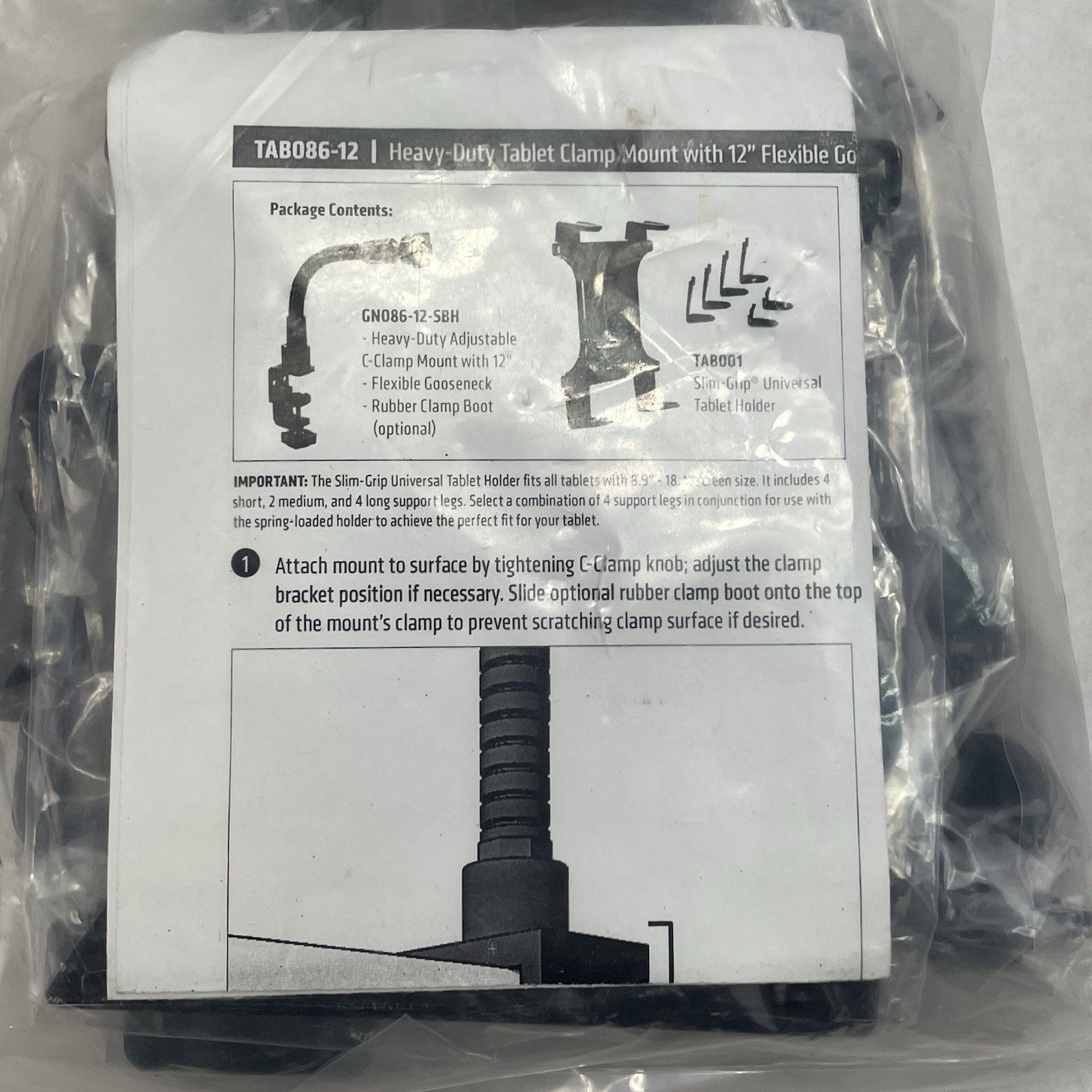 ARKON TAB086-12 Tablet Clamp Mount 12 -in Neck for iPad Pro Air Galaxy Note 10.14