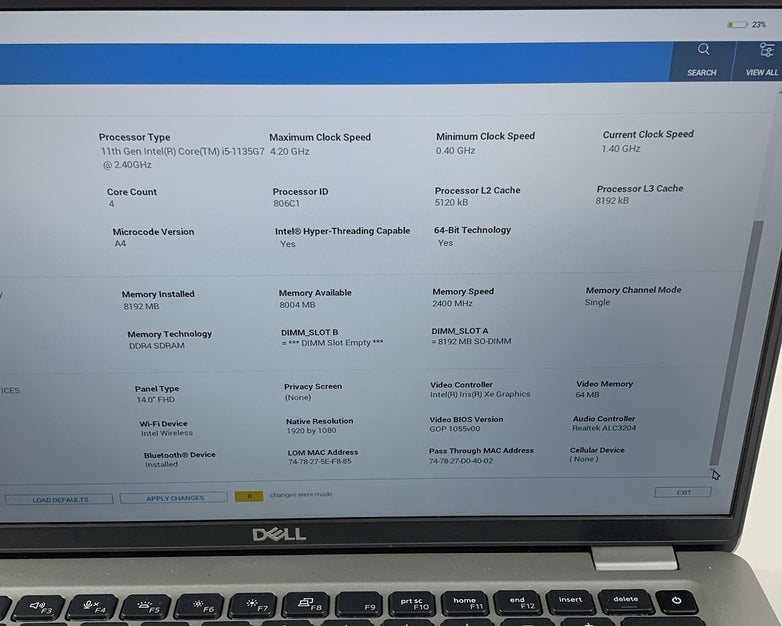 Dell Latitude 5420 14" Laptop i5-1135G7 1.40 GHz 8 GB RAM No SSD/OS/AC