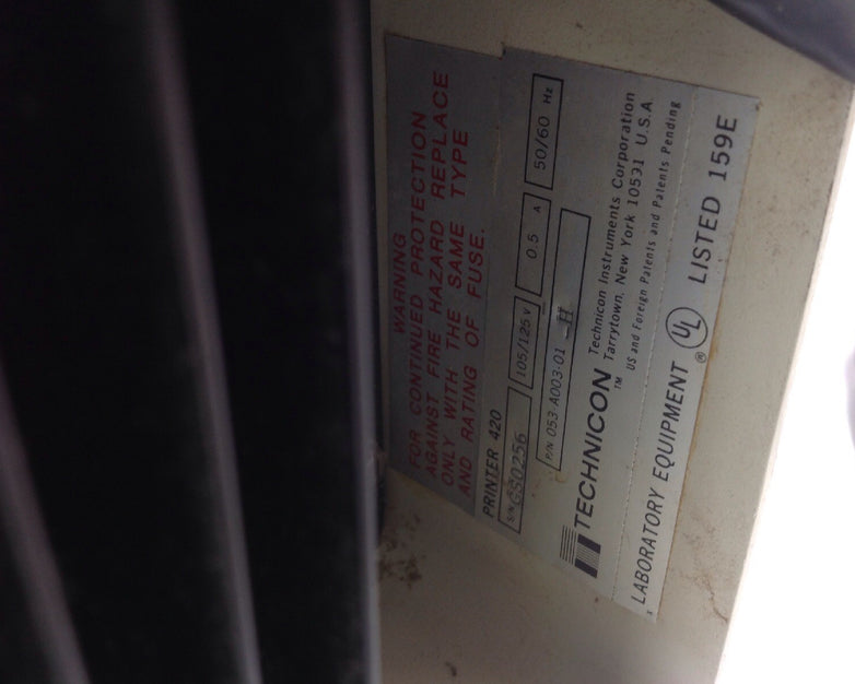 Technicon 420 Printer Technicon Instruments Corporation 053-A003-01