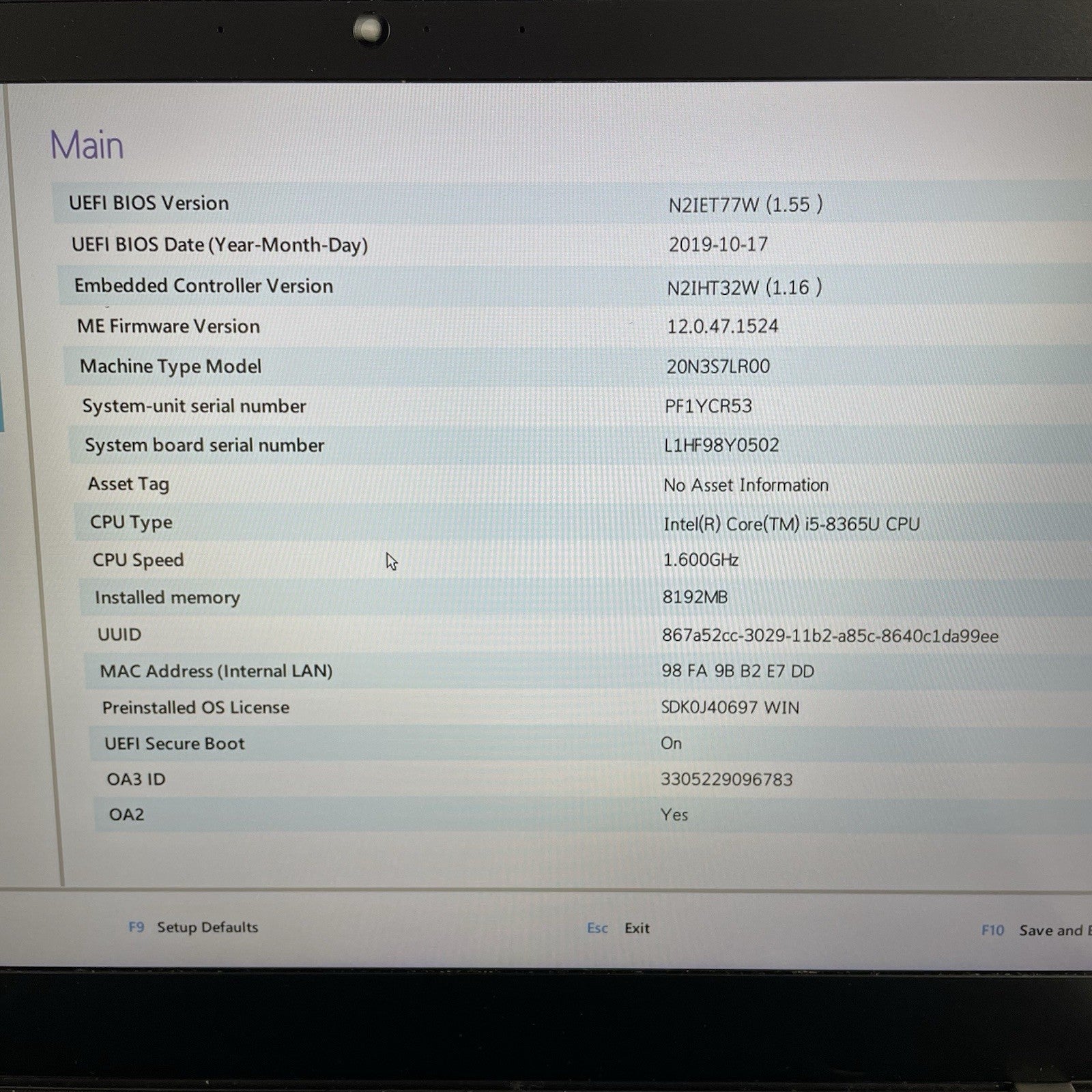 Lenovo ThinkPad T490 14" i5-8365U 1.60 GHz 8 GB RAM No SSD/OS/AC - Bad Hinge2