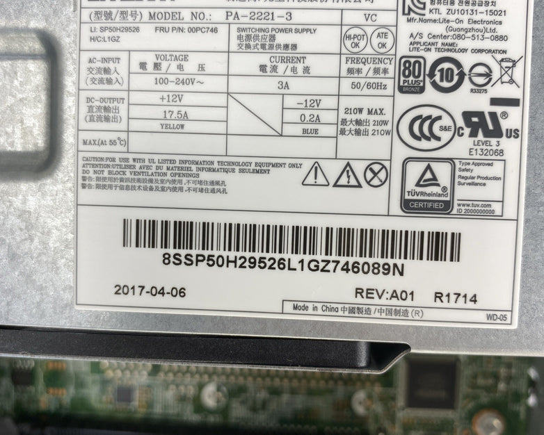 Lenovo ThinkCentre M910s SFF Intel i5-6500 3.20GHz 8GB RAM NO HDD OS