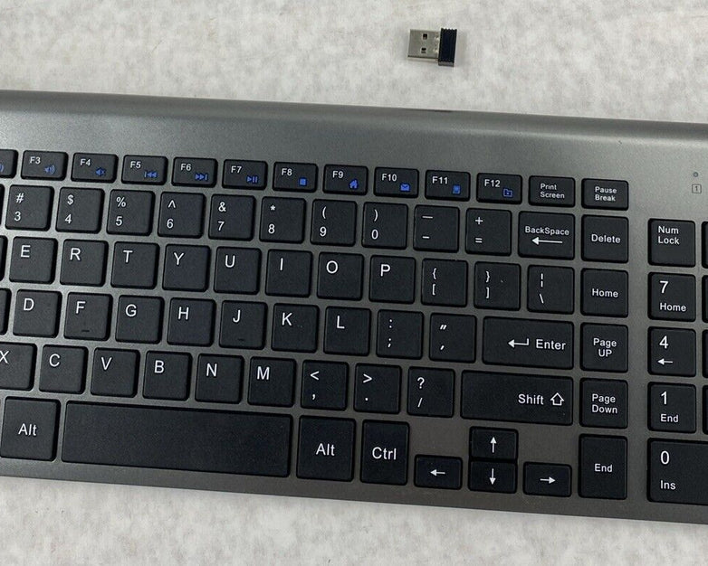 JoyAccess KB2US Slim Wireless Keyboard ONLY Gray with USB Dongle Receiver