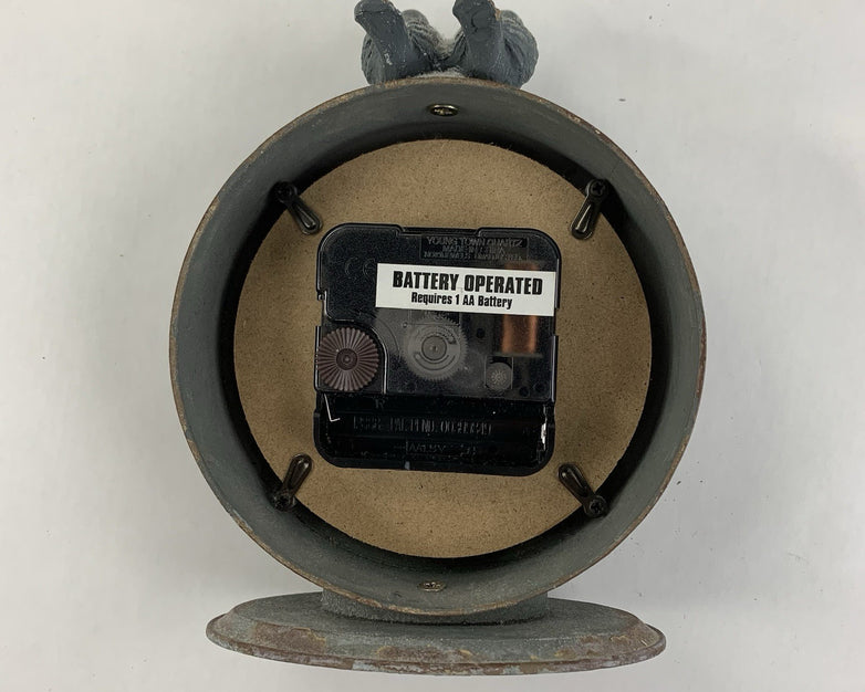 Creative Co-Op Decorative Pewter Mantel Clock  With Bird Accent - Tested