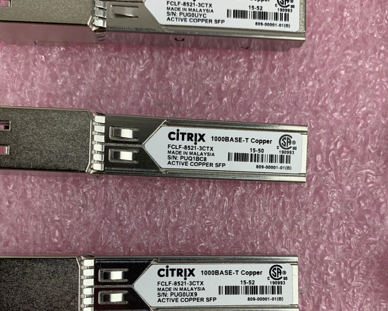 CITRIX FCLF-8521-3CTX 1000BASE-T 1GBPS RJ-45 SFP Optical Transceiver - Lot of 8