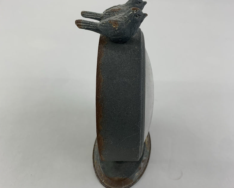Creative Co-Op Decorative Pewter Mantel Clock  With Bird Accent - Tested