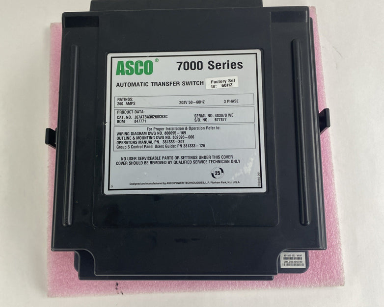 ASCO 700 Series Automatic Transfer Switch Untested