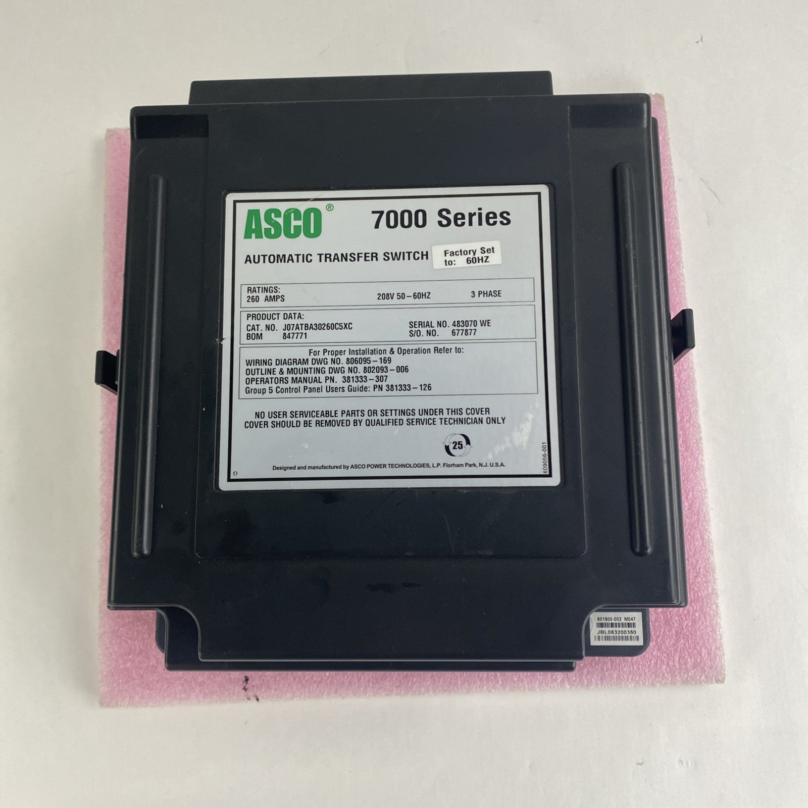 ASCO 700 Series Automatic Transfer Switch Untested0