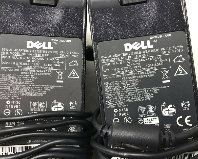 Lot of 2 Dell PA-1650-05D2 0F7970 Laptop Charger