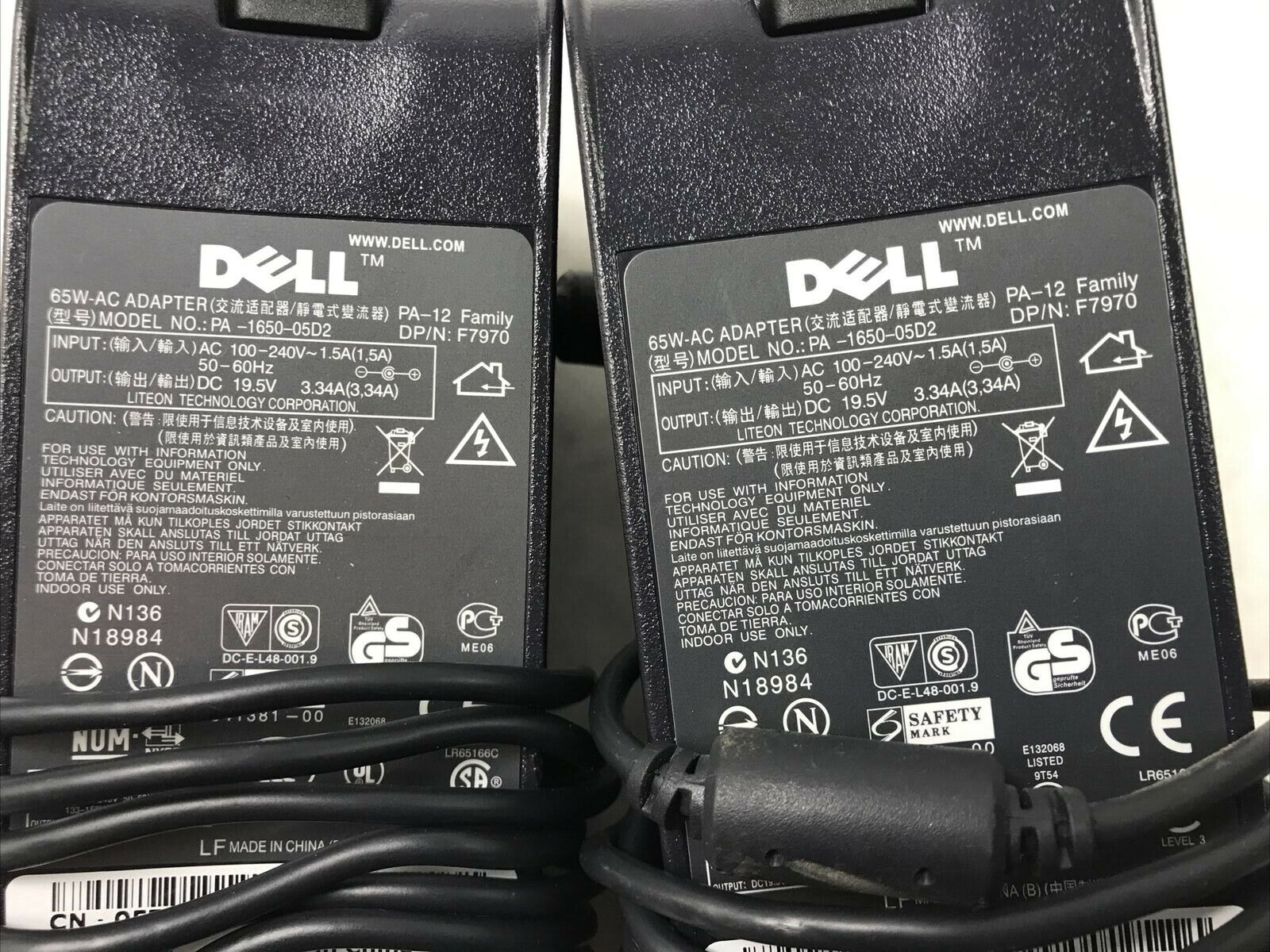Lot of 2 Dell PA-1650-05D2 0F7970 Laptop Charger