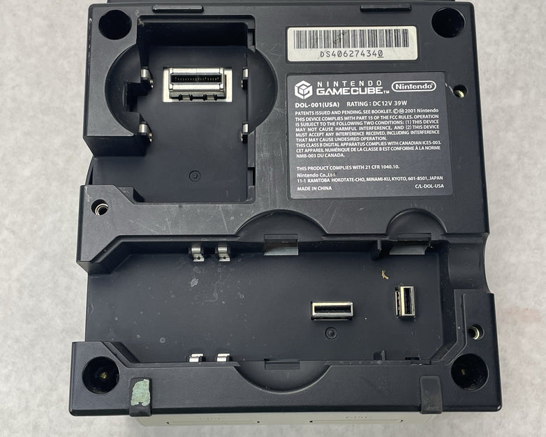 Nintendo GameCube DOL-001 Black Tested For Parts Sticky Open Button