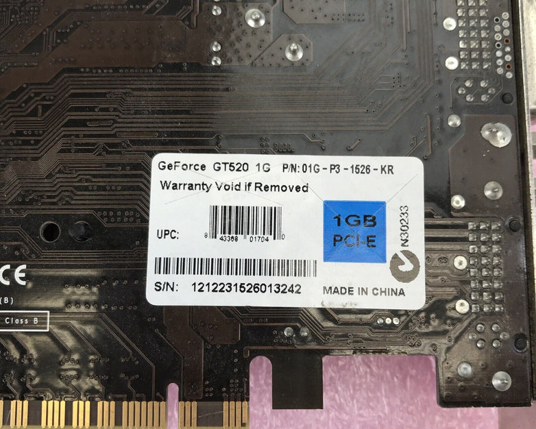GeForce GT520 1G PCI-E 01G-P3-1526-KR Graphics Card GPU P1310