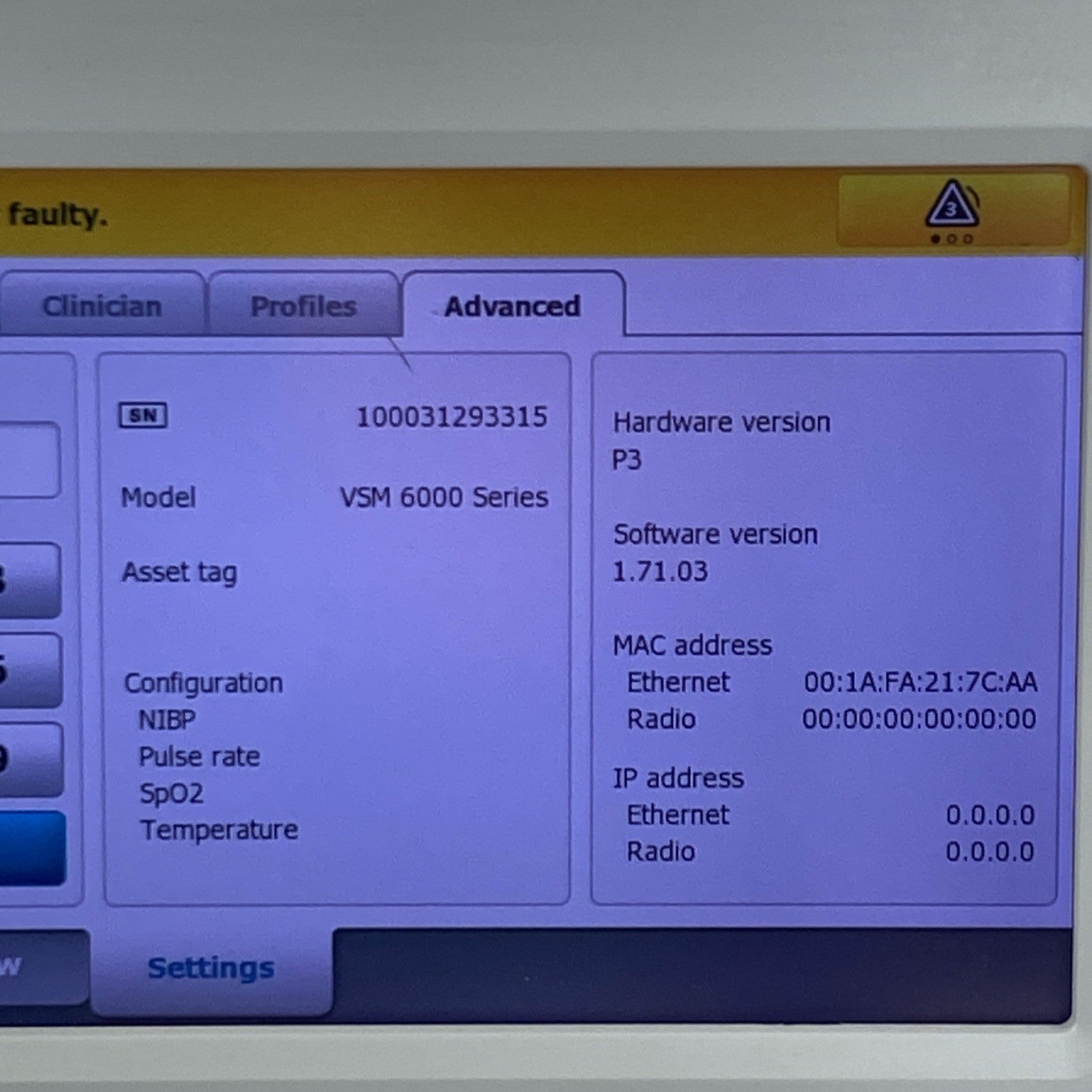 Welch Allyn 63MTXX Vital Sign Monitor 6000 Series 901060 - No Battery2