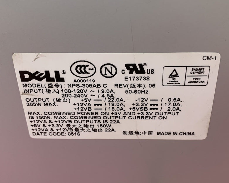 Dell NPS-305AB C 305W Power Supply