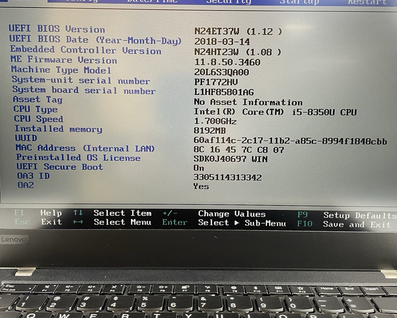 Lenovo ThinkPad T480 14" i5-8350U 1.70GHz 8GB RAM No SSD/AC/OS/Batt - Bad Bottom