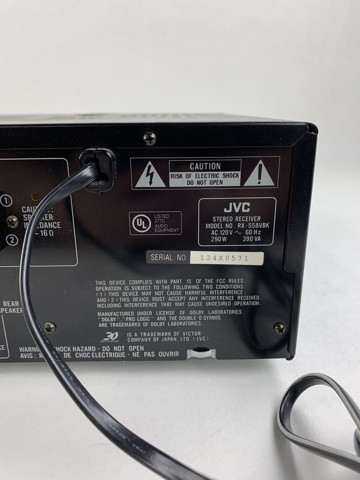 JVC  RX-558V Audio Receiver Black Tested Vintage No Remote